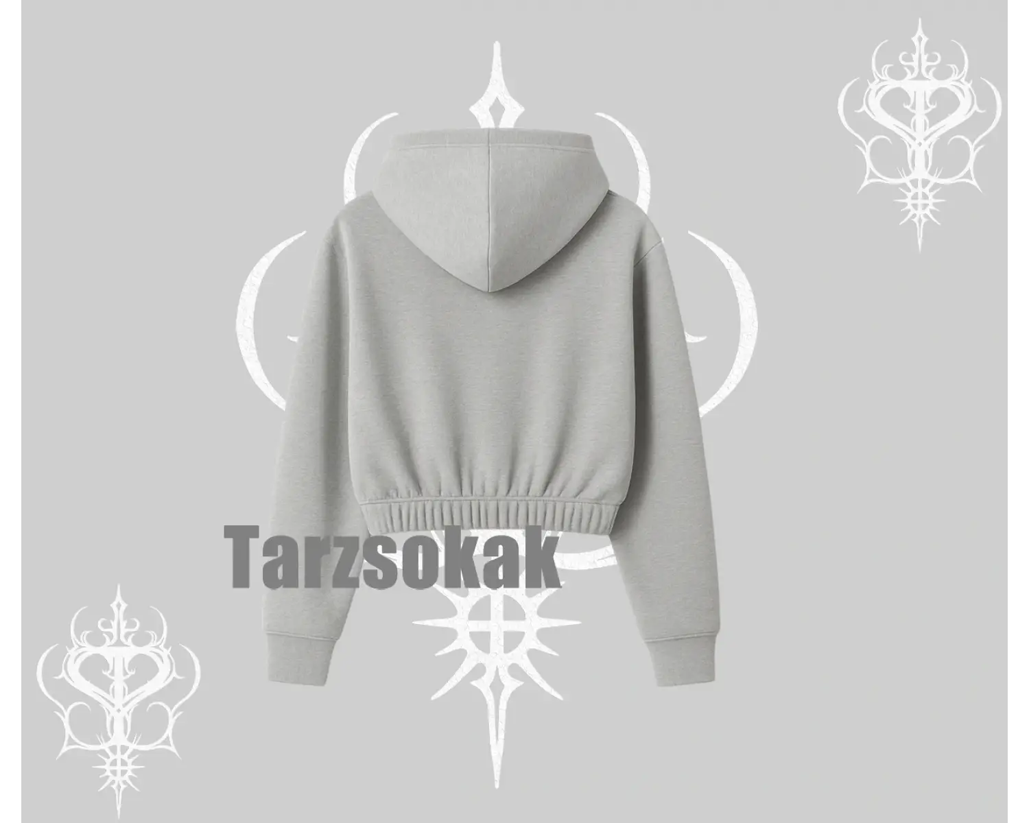 Stay Curious Kedi Baskılı Kapşonlu Crop Sweatshirt