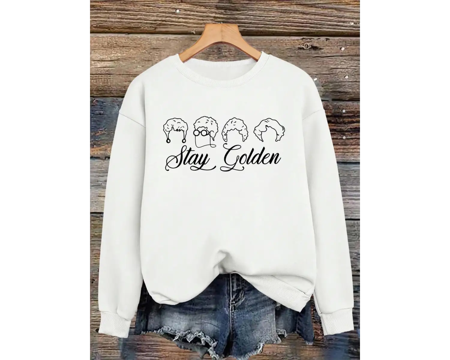 Stay Goldenprinting Tişörtü Bayan Sonbahar Kış Temelleri Kapüşonlular Gevşek Polar Sıcak Kaza