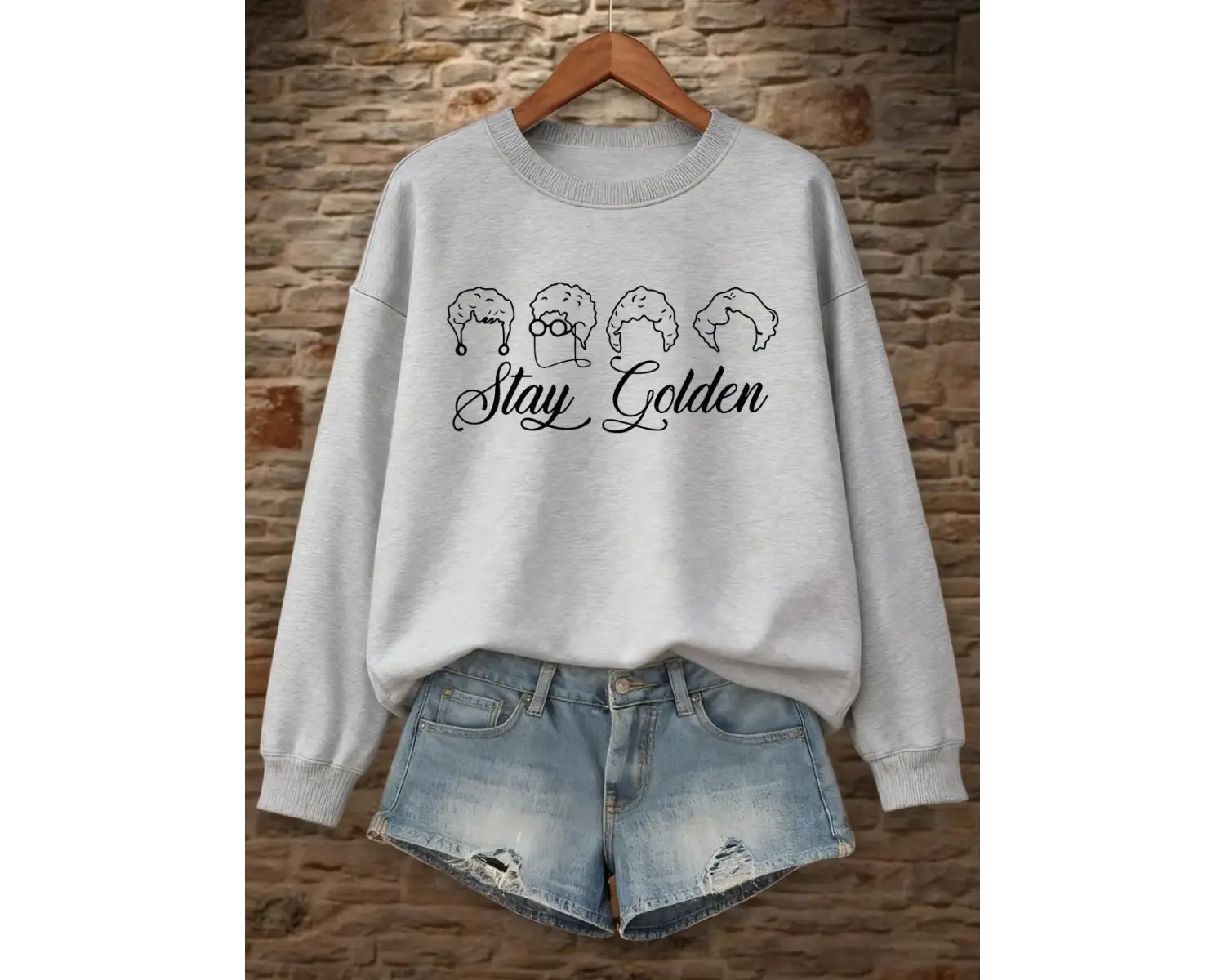 Stay Goldenprinting Tişörtü Bayan Sonbahar Kış Temelleri Kapüşonlular Gevşek Polar Sıcak Kaza