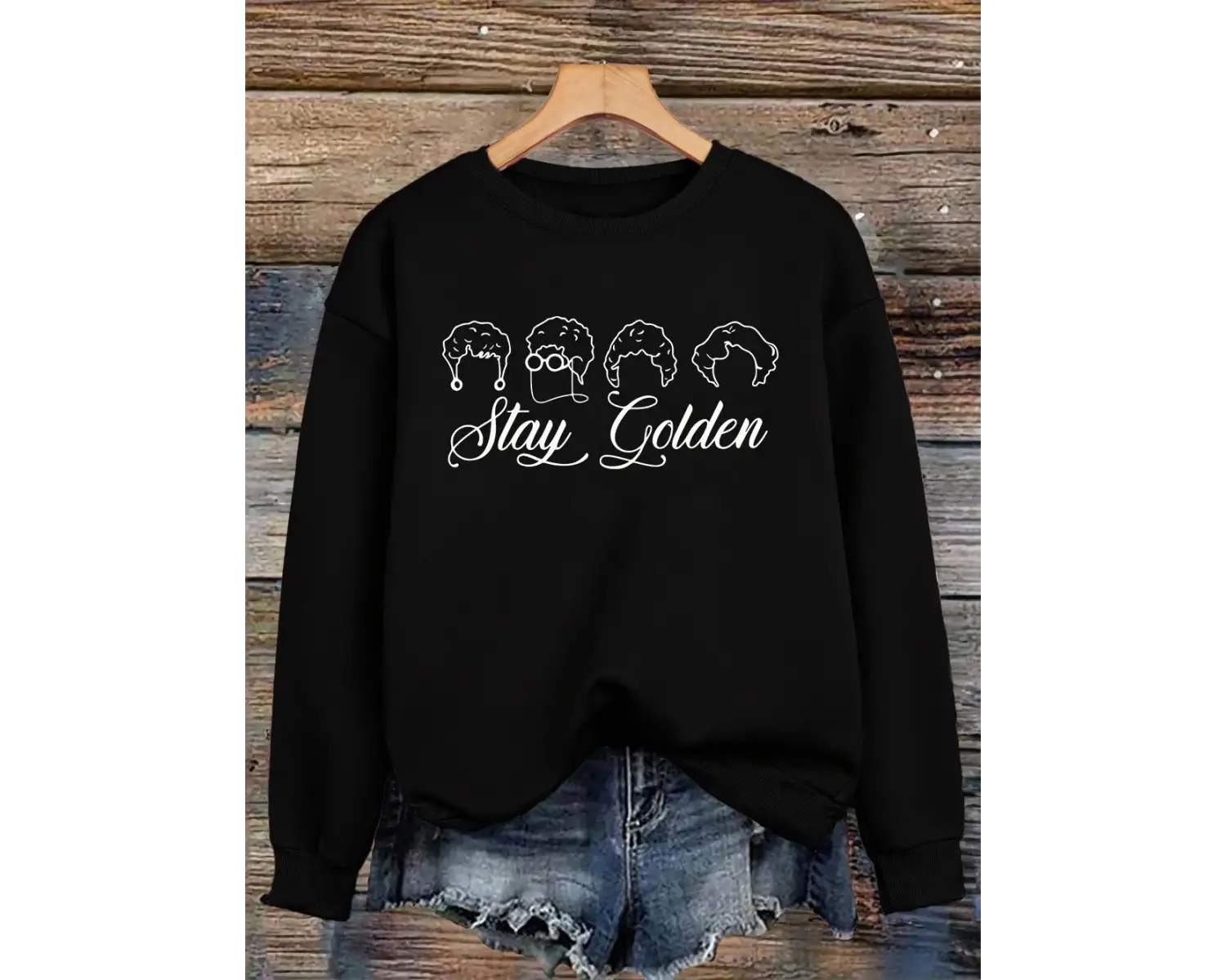 Stay Goldenprinting Tişörtü Bayan Sonbahar Kış Temelleri Kapüşonlular Gevşek Polar Sıcak Kaza