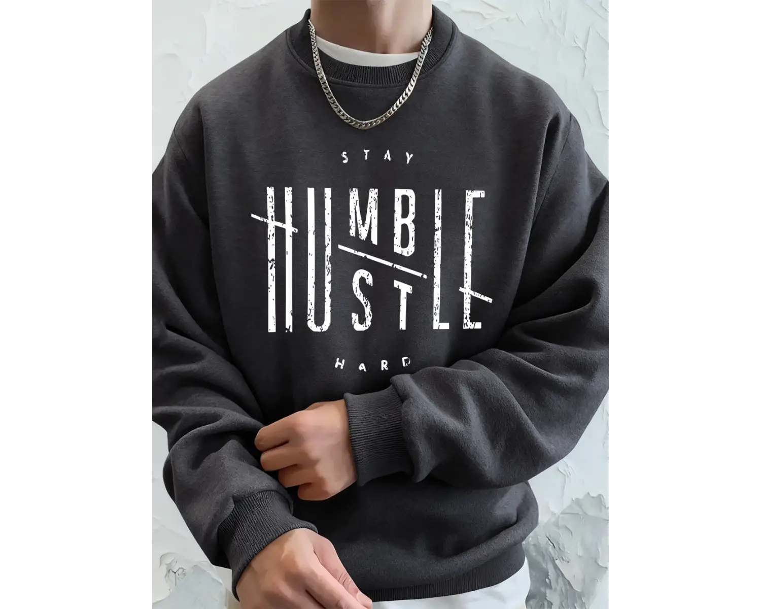 Stay Humble Hustle Hard Printing Erkekler İçin Kapüşonlu Sweatshirt Sonbahar Polar Sıcak Swea