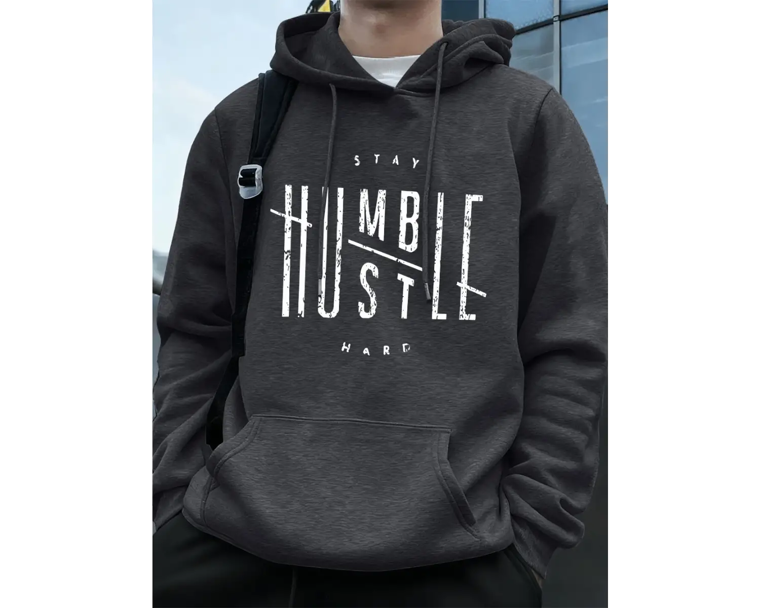 Stay Humble Hustle Hard Printing Erkekler İçin Kapüşonlu Sweatshirt Sonbahar Polar Sıcak Swea