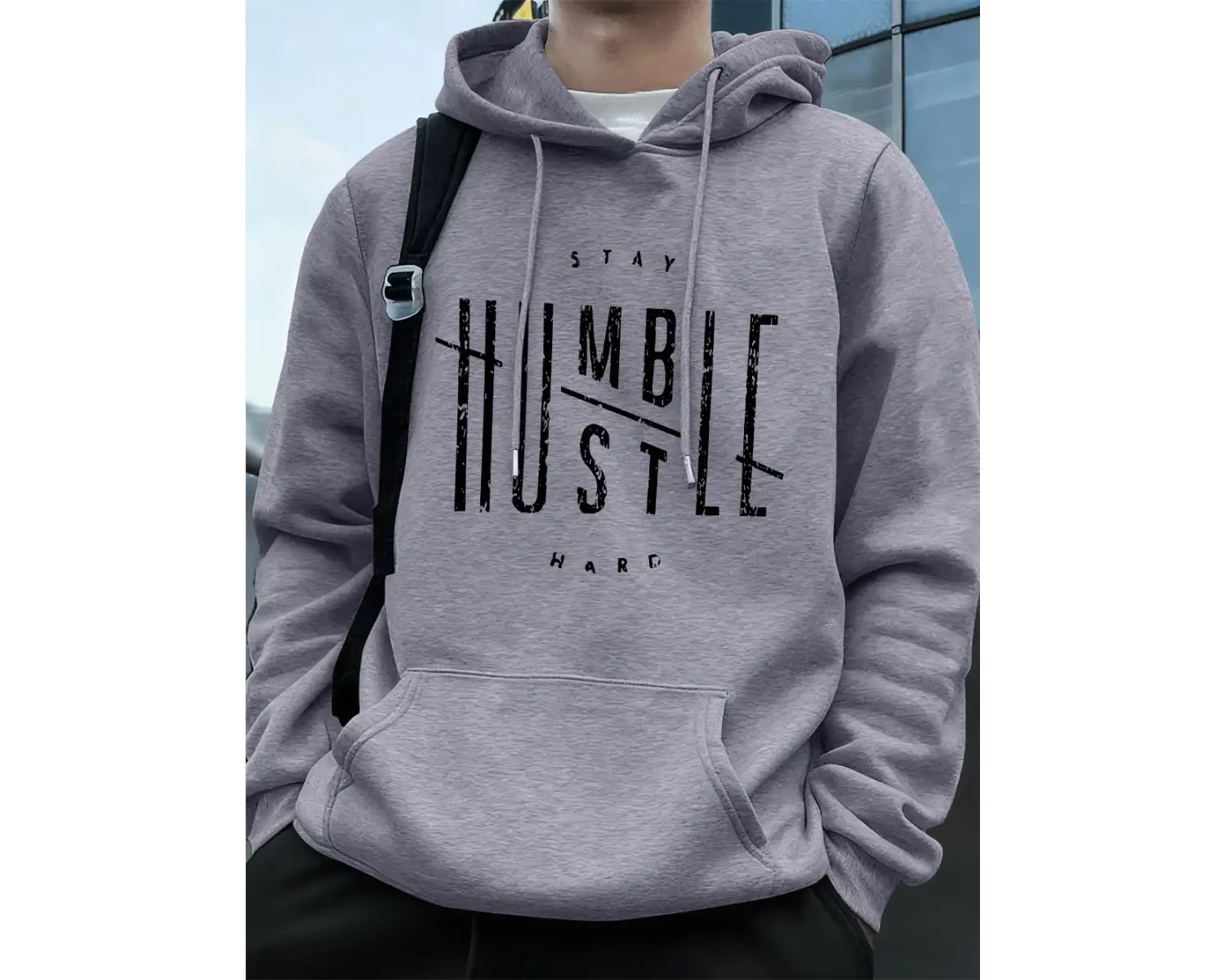 Stay Humble Hustle Hard Printing Erkekler İçin Kapüşonlu Sweatshirt Sonbahar Polar Sıcak Swea