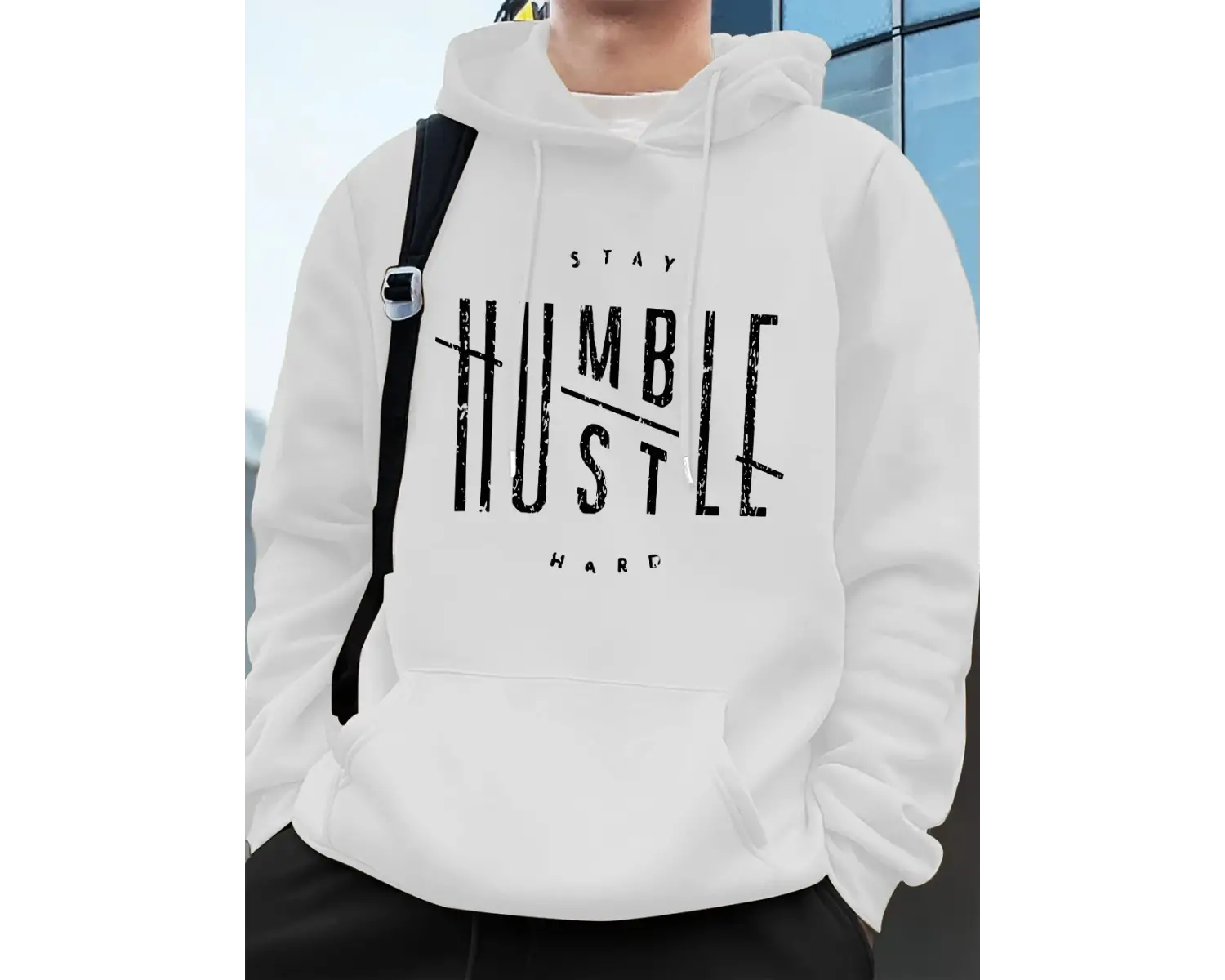 Stay Humble Hustle Hard Printing Erkekler İçin Kapüşonlu Sweatshirt Sonbahar Polar Sıcak Swea
