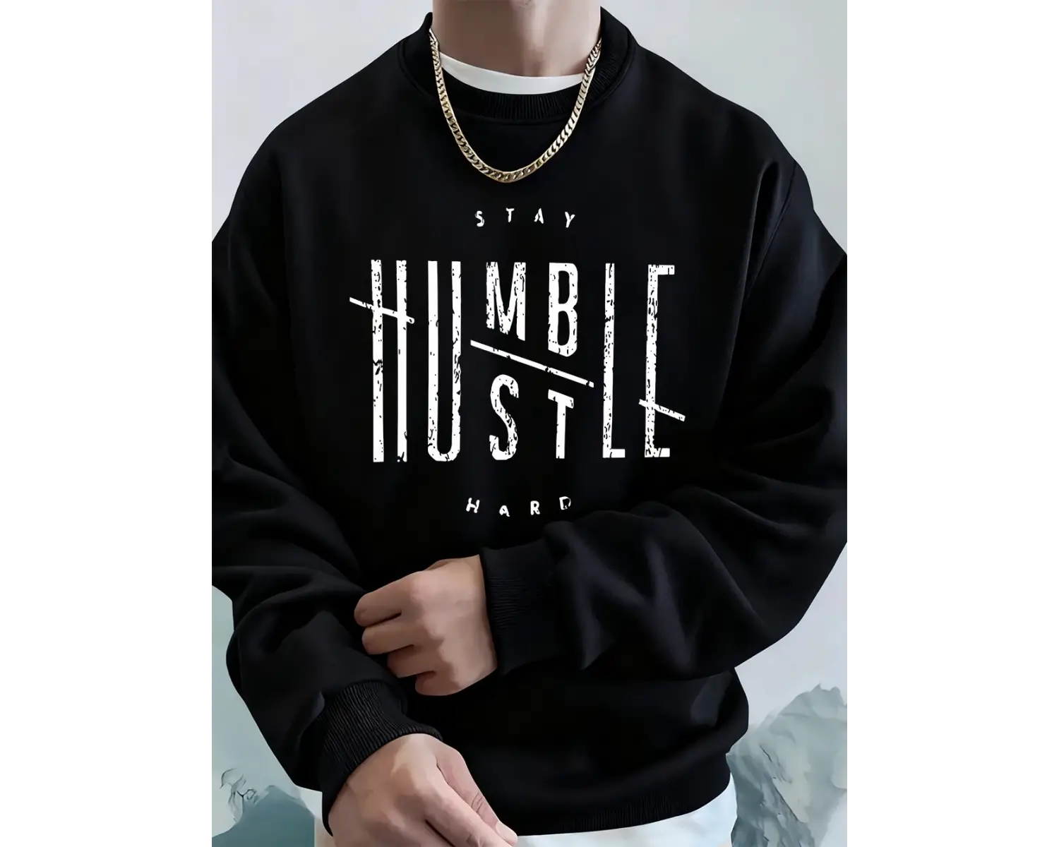 Stay Humble Hustle Hard Printing Erkekler İçin Kapüşonlu Sweatshirt Sonbahar Polar Sıcak Swea