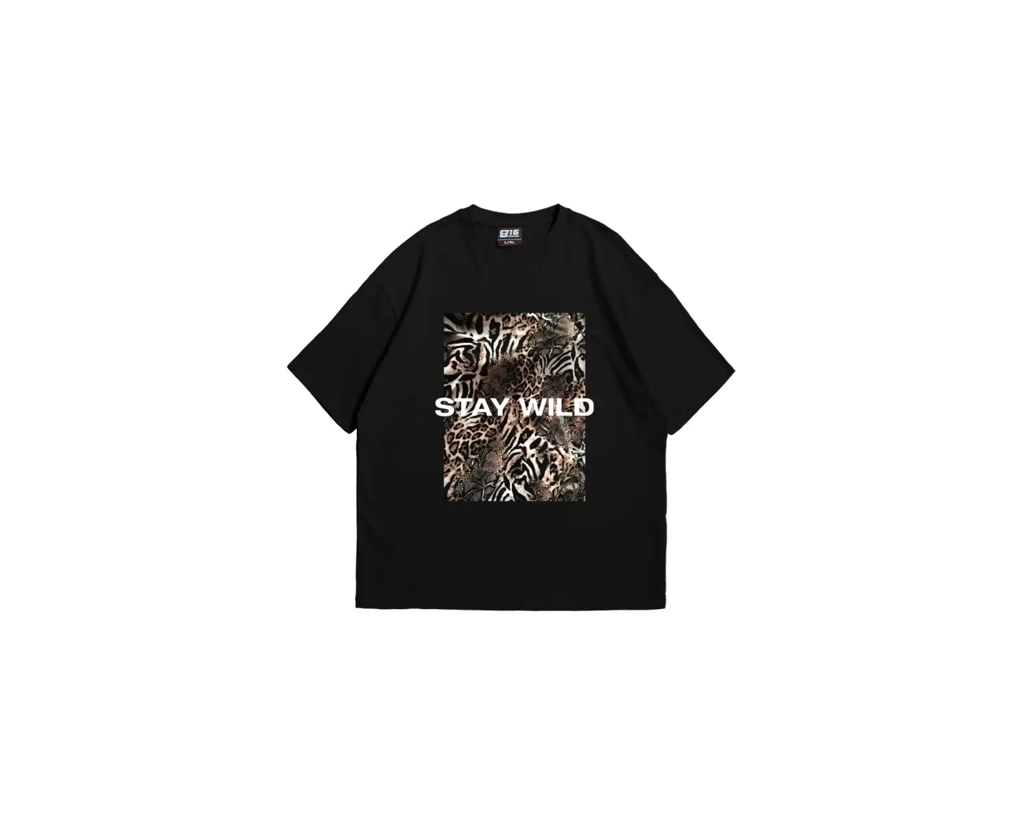 Stay Wild Leopar Baskılı 24/1 Oversize Unisex Beyaz