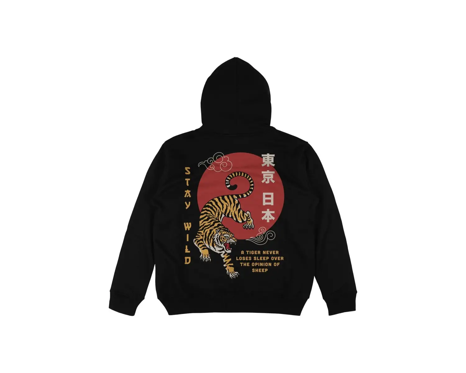 Stay Wild Siyah Oversize Unisex Kapüşonlu Sweatshirt Hoodie