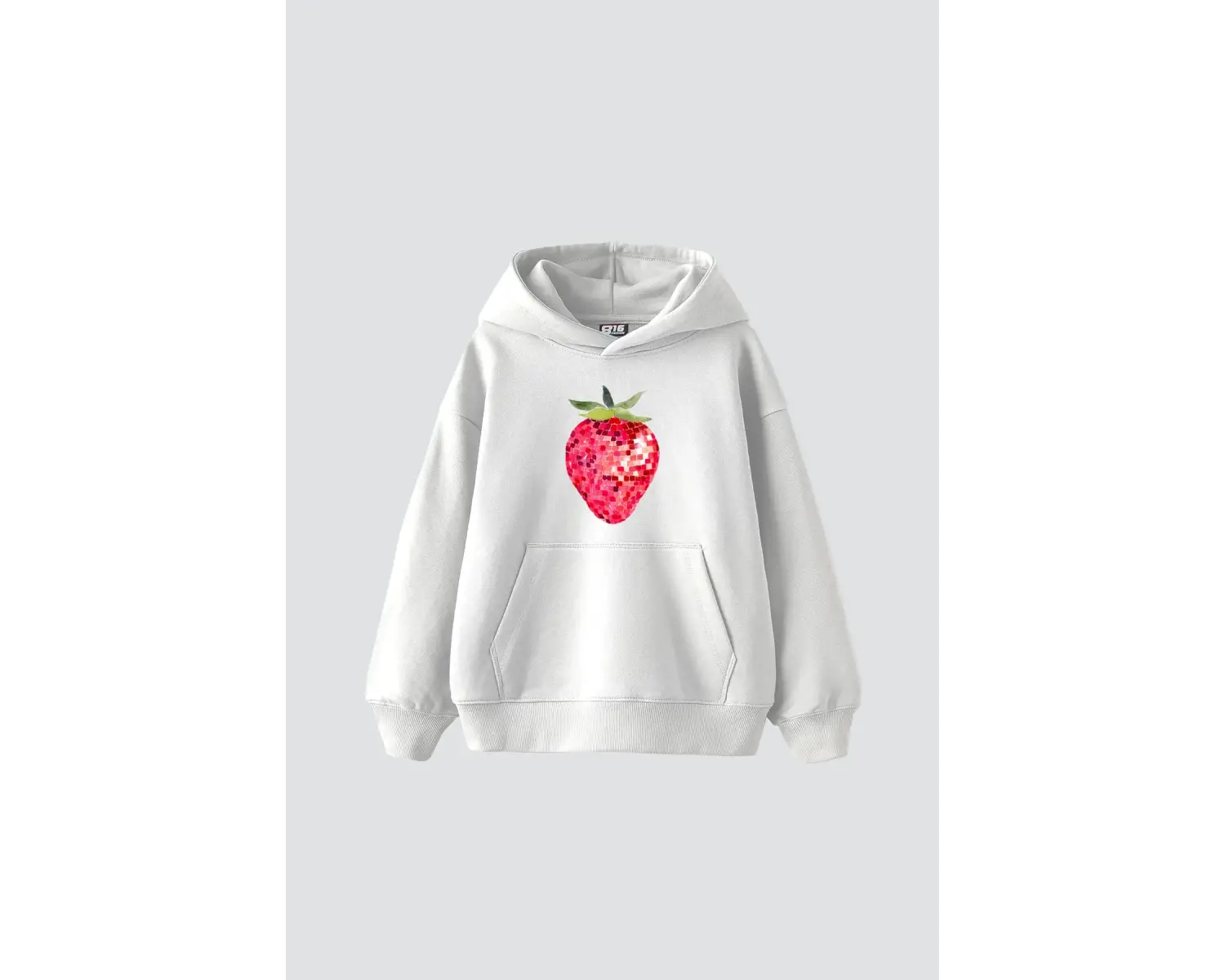 Strawberry Disco Baskılı Oversize Unisex Beyaz