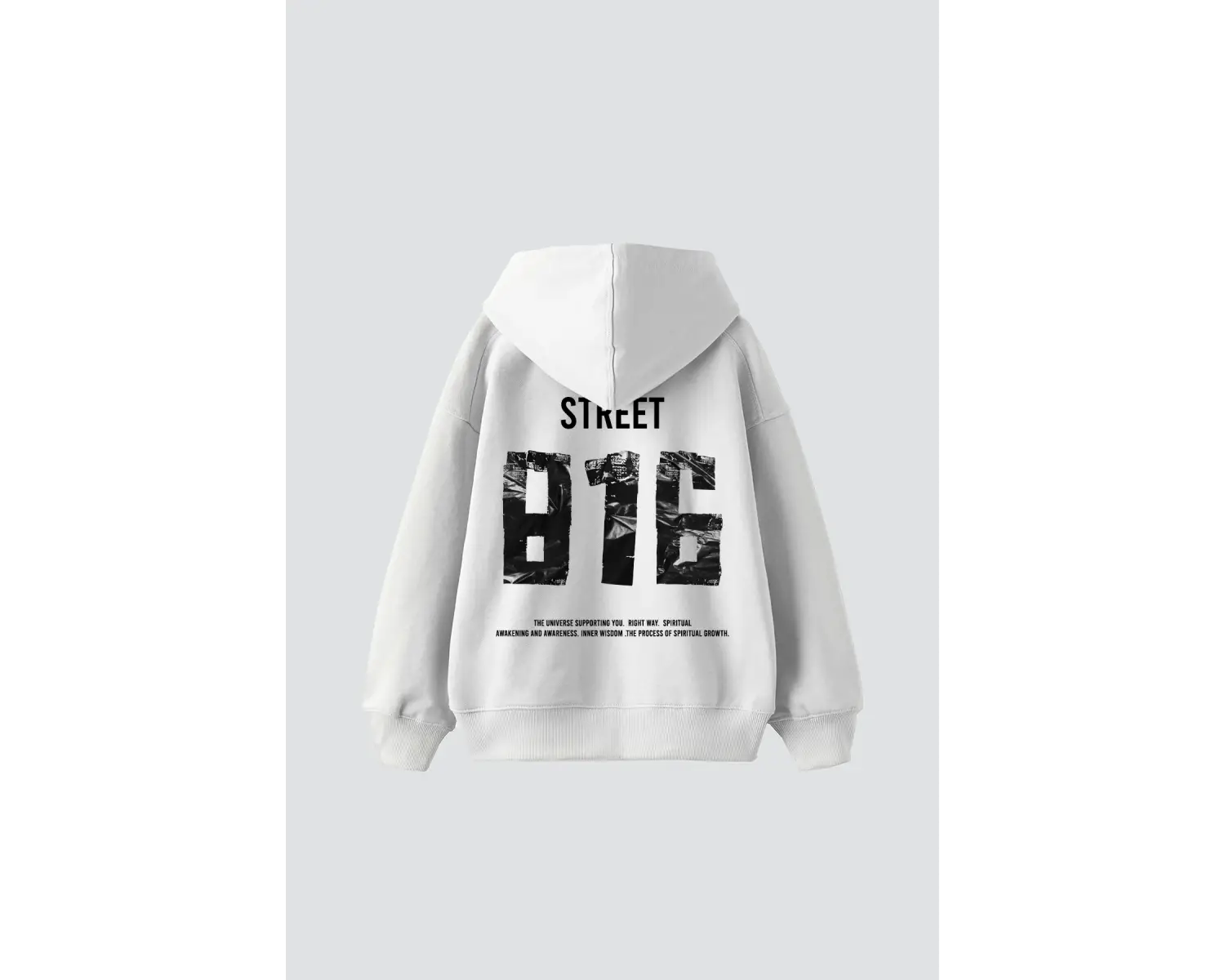 Street 816 Baskılı Oversize Unisex Premium Beyaz