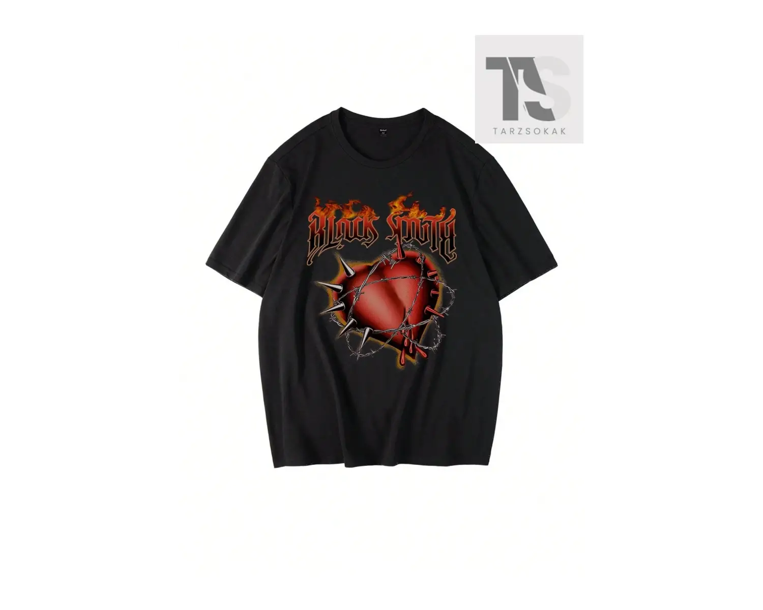 Street Life Erkek Alev Kalp Baskılı T-Shirt