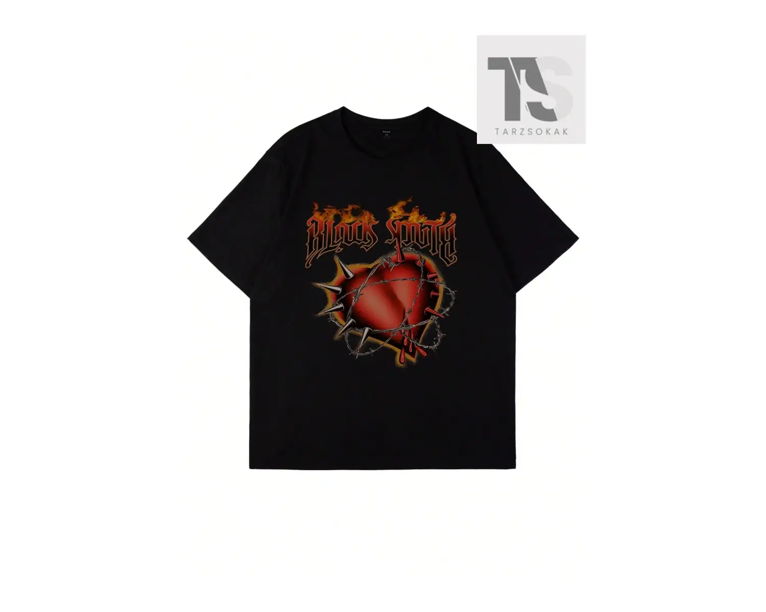 Street Life Erkek Alev Kalp Baskılı T-Shirt