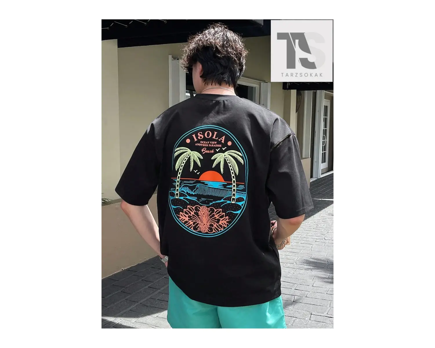 Street Life Erkek Araba ve Mektup Grafikli Tişört