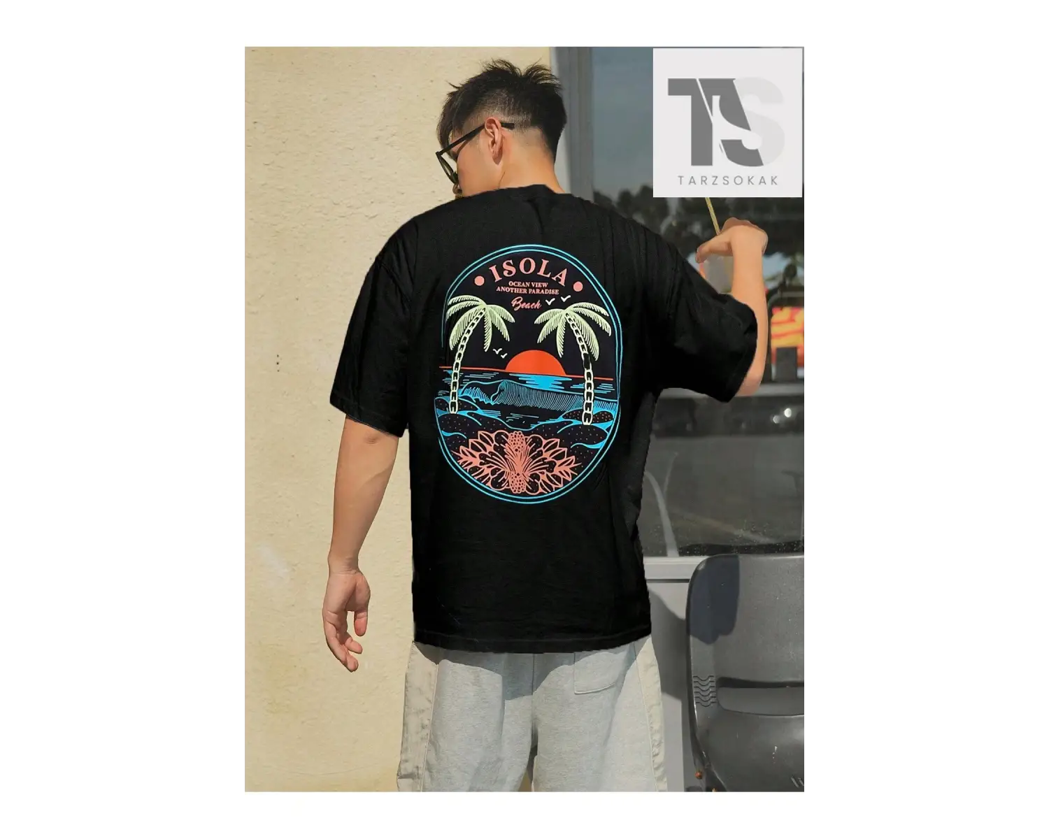 Street Life Erkek Araba ve Mektup Grafikli Tişört