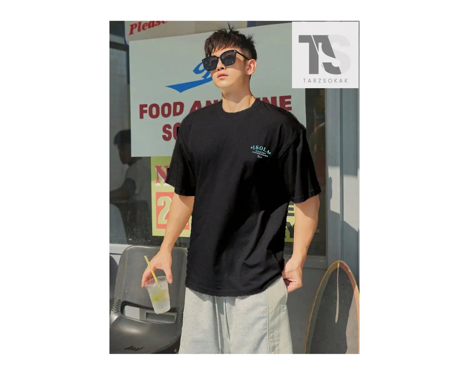 Street Life Erkek Araba ve Mektup Grafikli Tişört