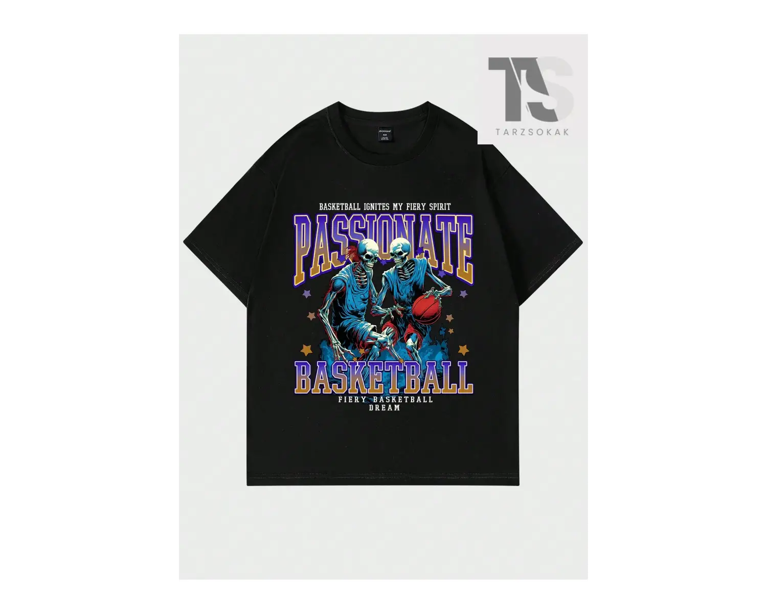 Street Life Erkek Gevşek Kesim Damla Omuz Kol Metin Ve Kalp Baskılı Tişört