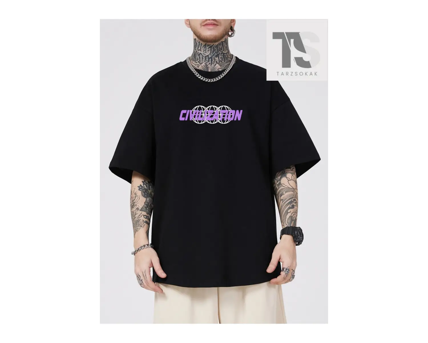 Street Life Erkek Kelebek Baskılı Tişört