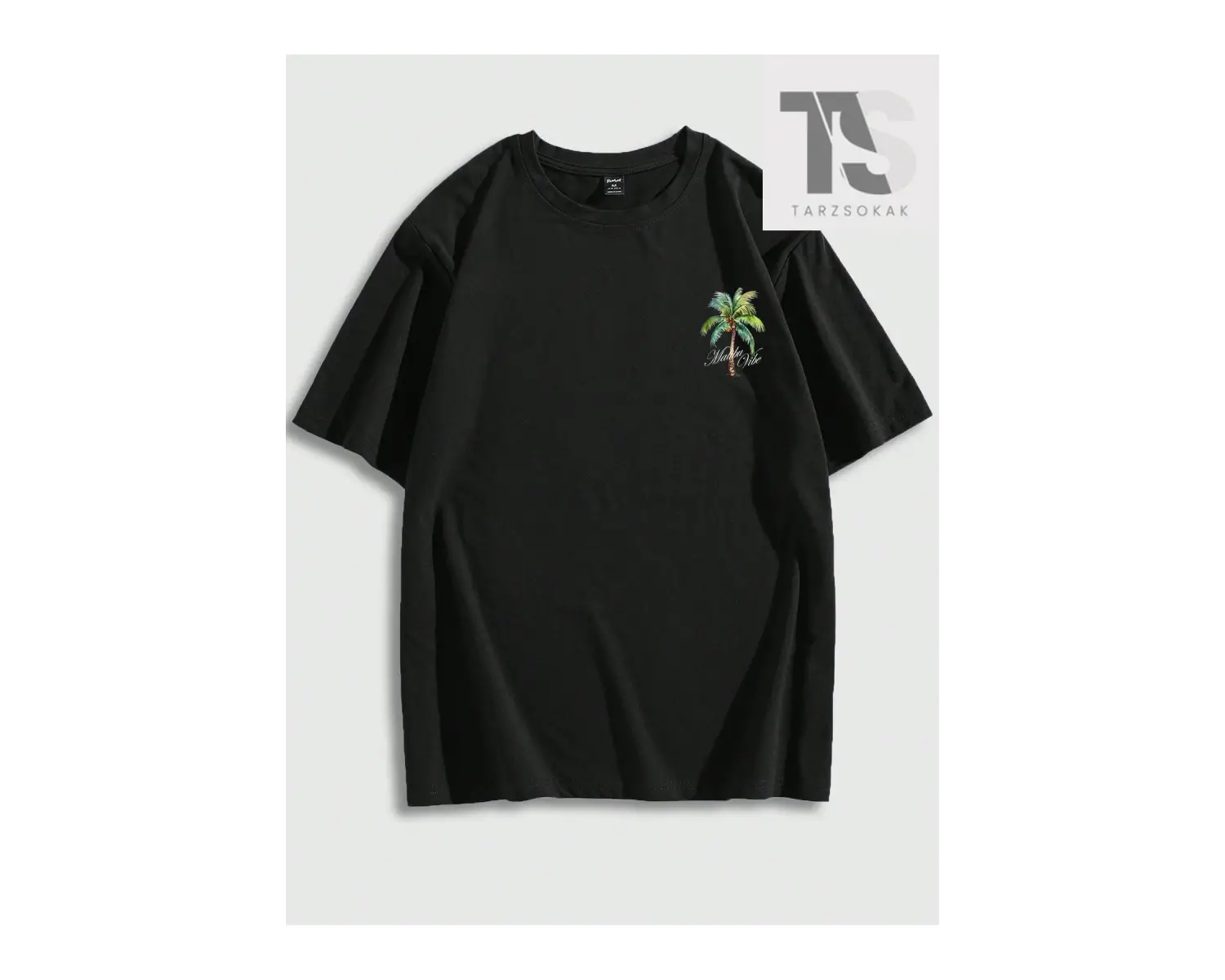 Street Life Erkek Mektup ve Ağaç Baskı Yuvarlak Yaka Tişört