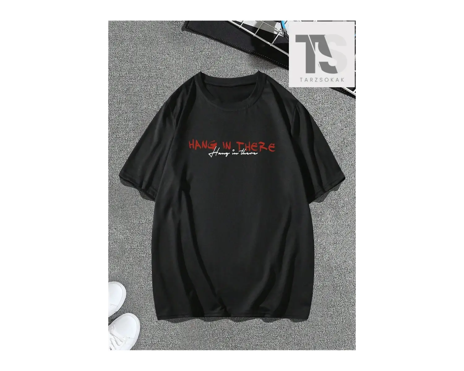 Street Life Erkek Mektup ve Ağaç Baskı Yuvarlak Yaka Tişört