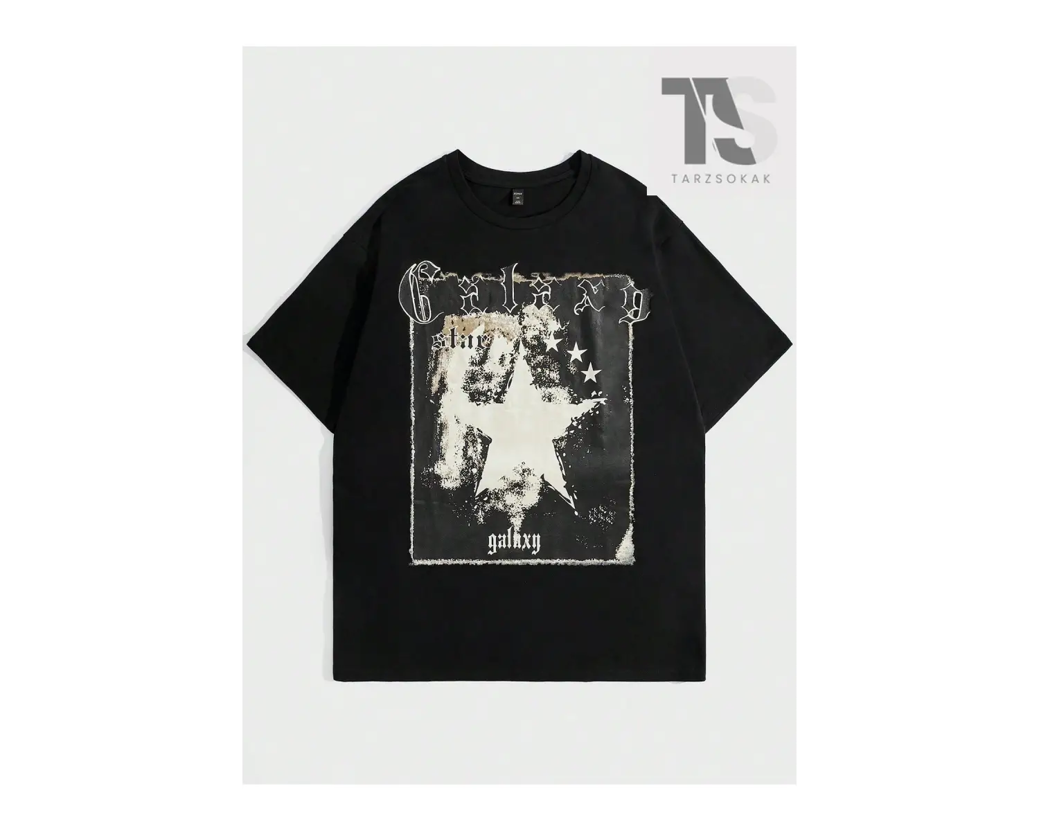 Street Life Erkek Mektup ve Yıldız Grafikli Tişört