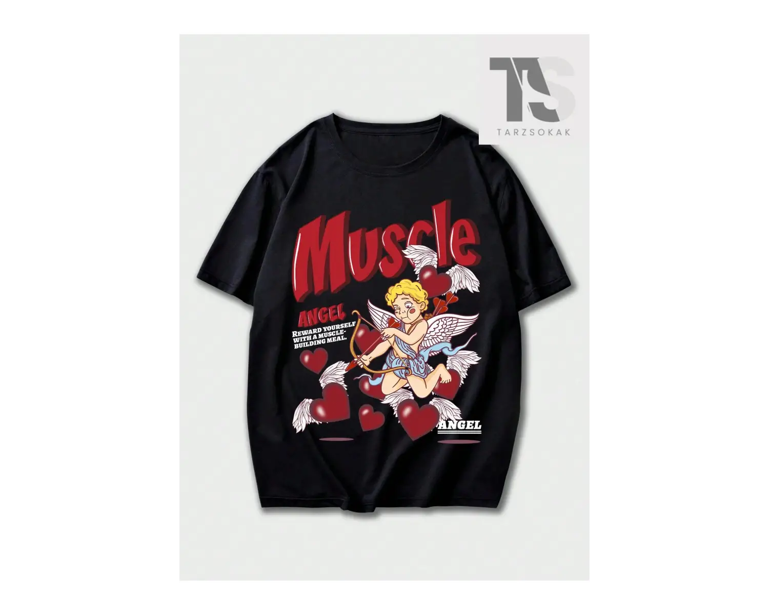 Street Life Erkek Melek & Slogan Grafikli Tişört