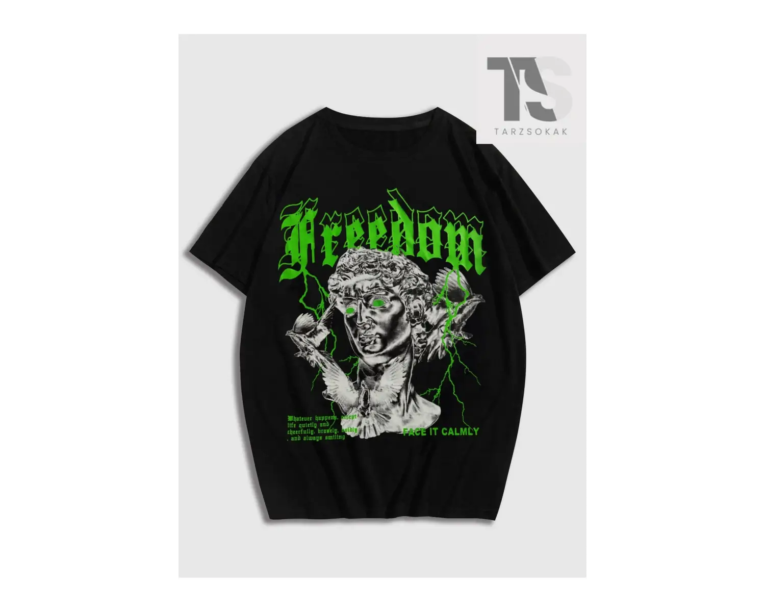 Street Life Erkek Pamuk Figürlü ve Sloganlı Grafik Tişört