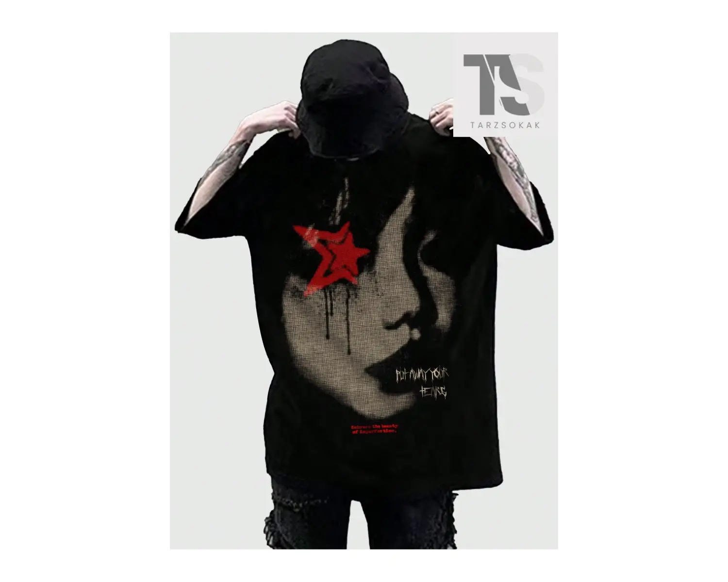 Street Life Erkek Portre Baskılı Kısa Kollu Tişört, e Yaz Aylarında Günlük Gi