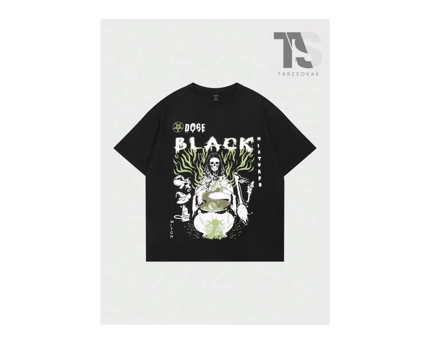 Street Life Erkek Slogan ve İskelet Baskılı Tişört