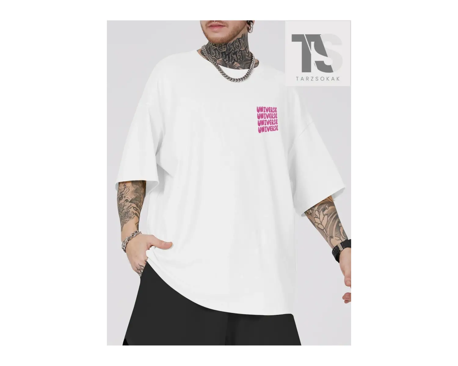 Street Life Erkek Sloganlı ve Karikatür Grafikli Tişört