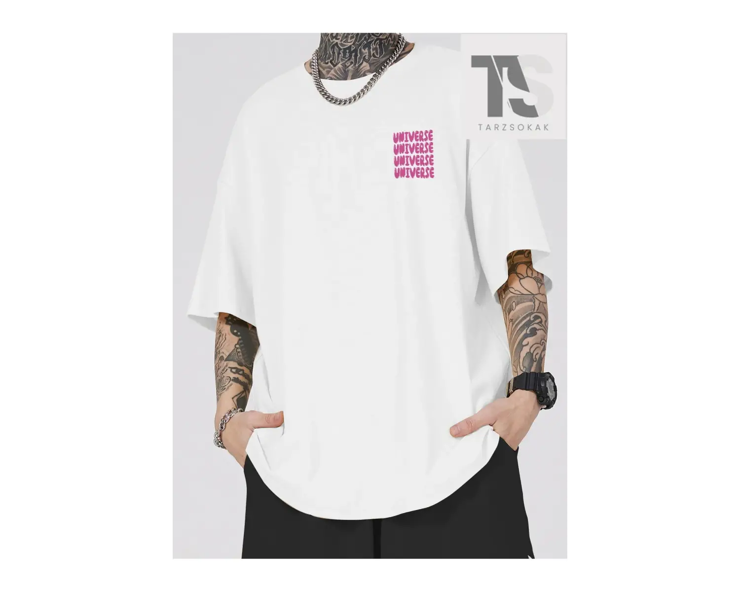 Street Life Erkek Sloganlı ve Karikatür Grafikli Tişört