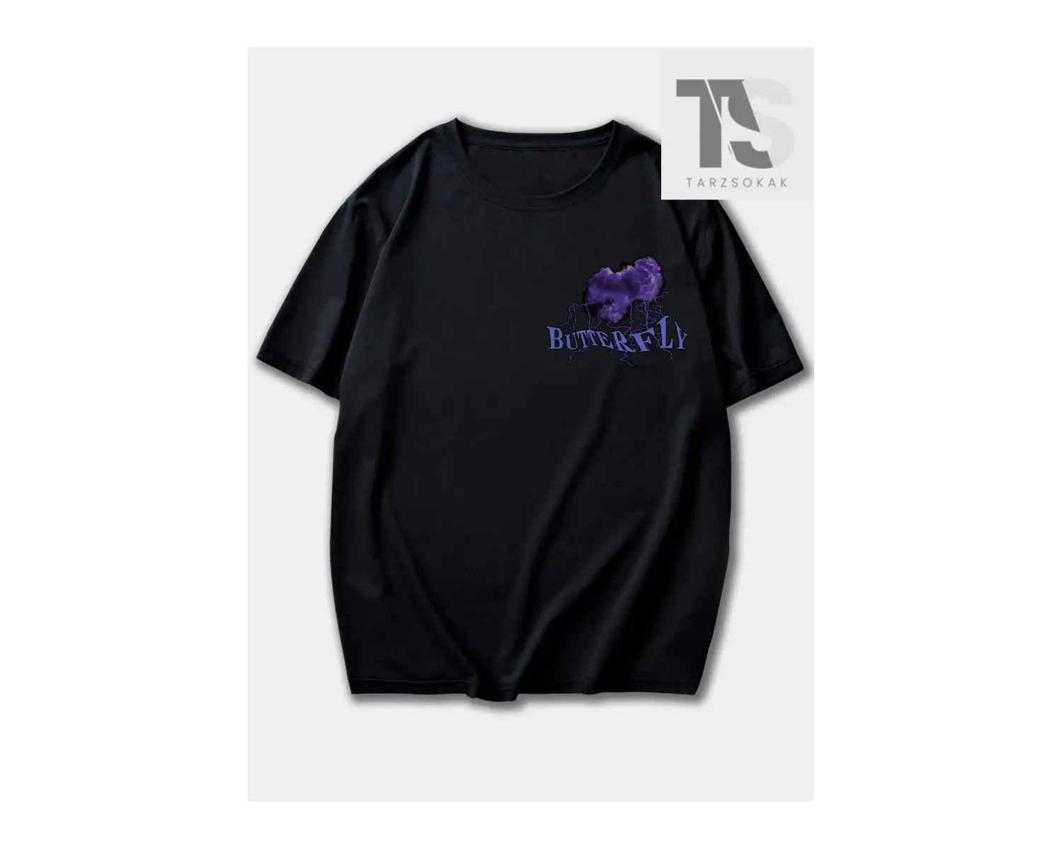 Street Life Erkek Sloganlı ve Kelebek Baskılı Tişört