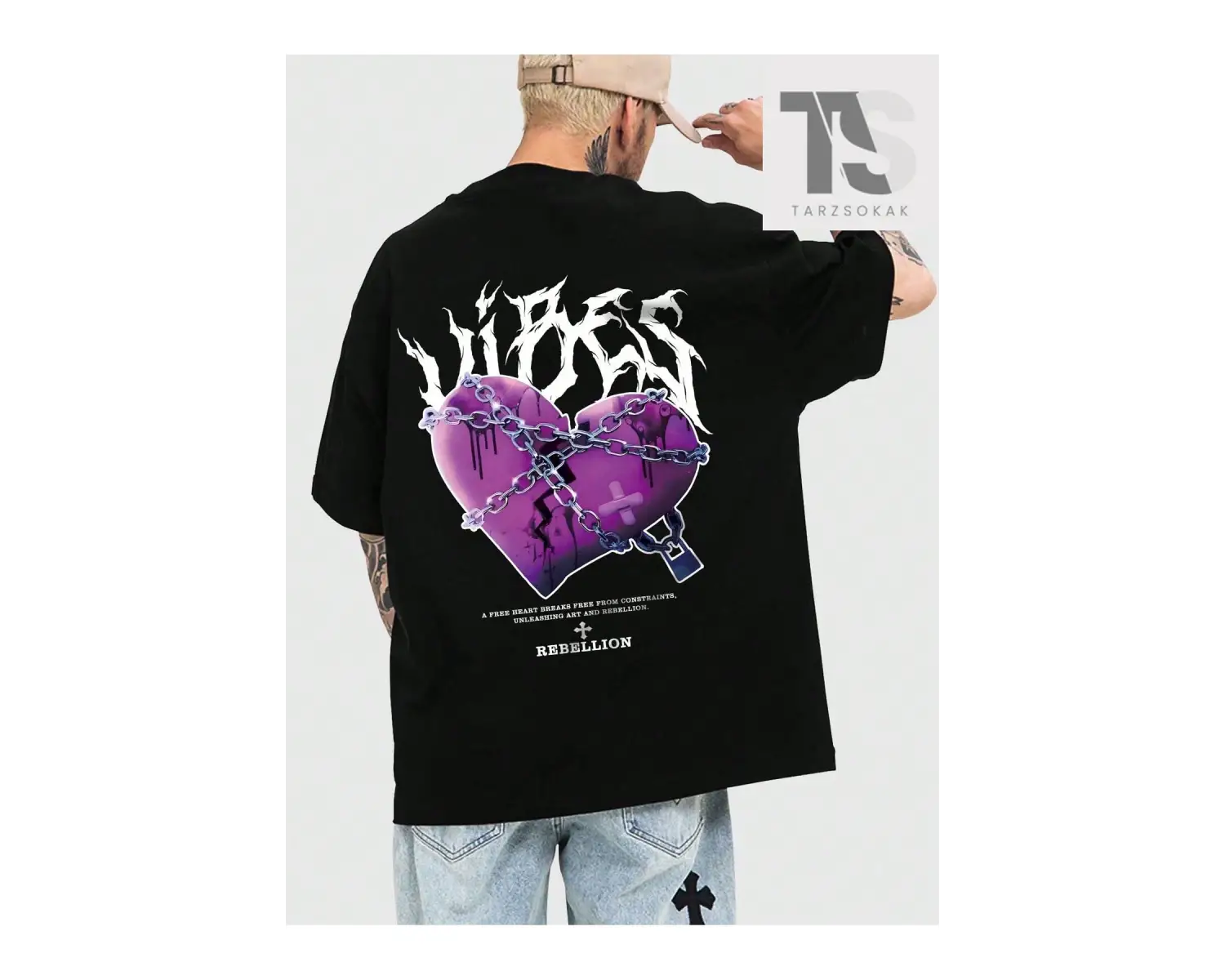 Street Life Erkek Yuvarlak Yaka Kısa Kollu Yazılı ve Kalpli Tişört