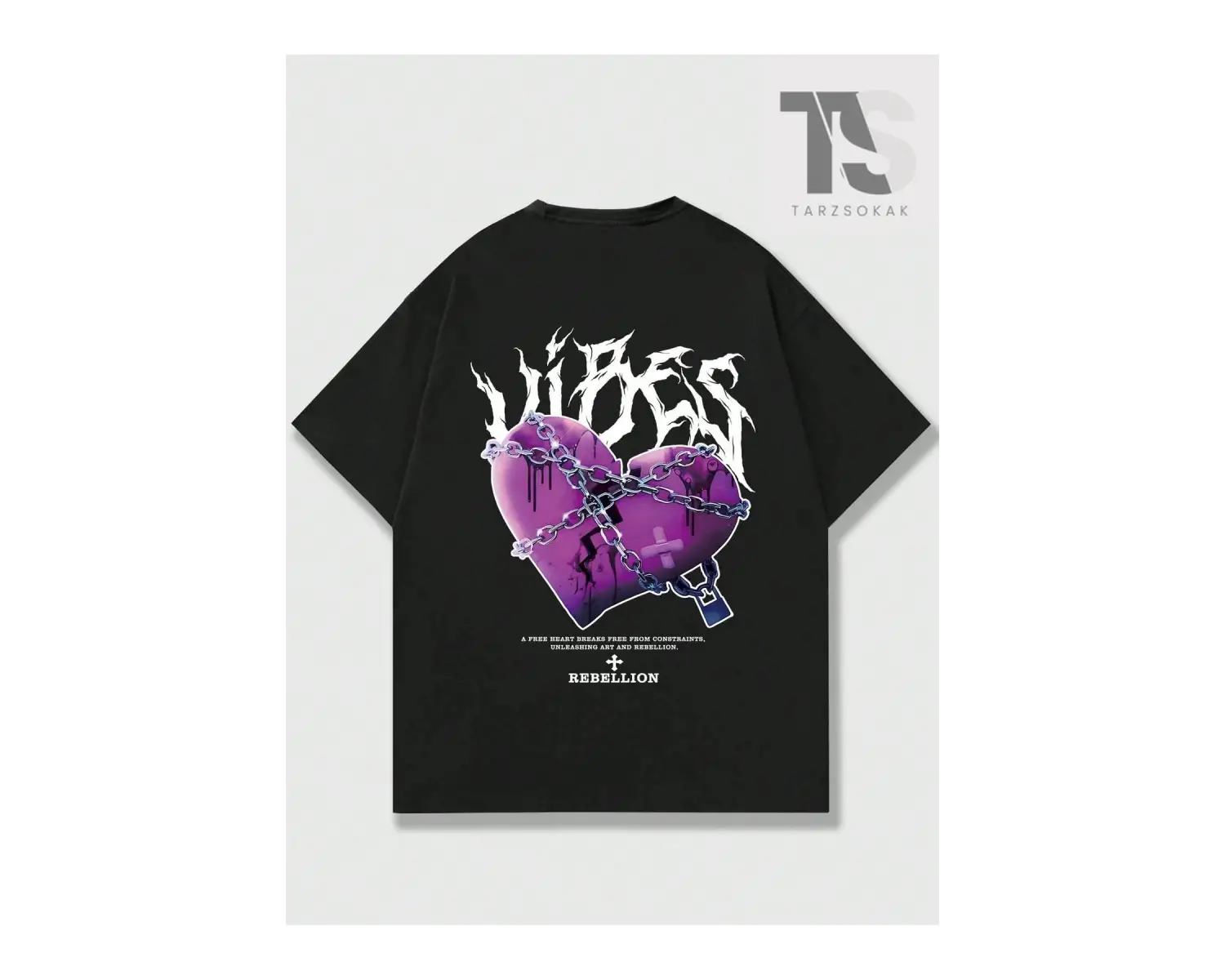 Street Life Erkek Yuvarlak Yaka Kısa Kollu Yazılı ve Kalpli Tişört