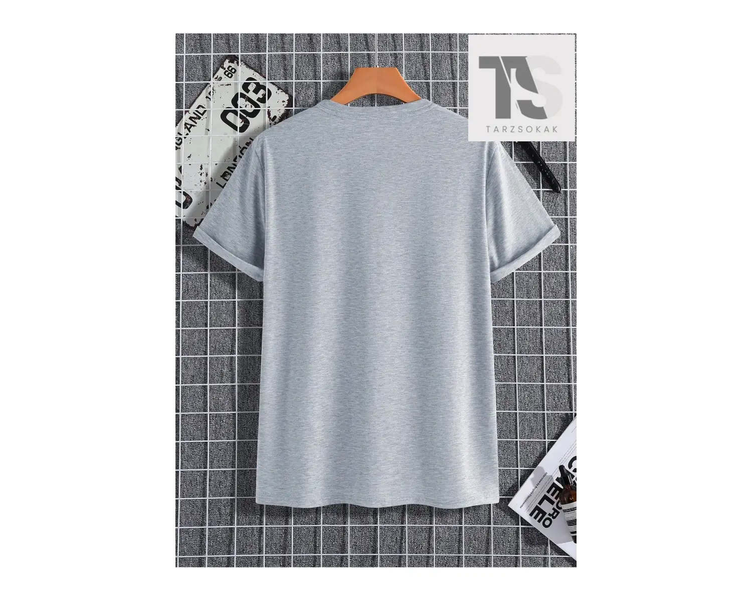 Street Life İngilizce Ve Çiçek Baskılı Erkek Düşük Omuz Tişört