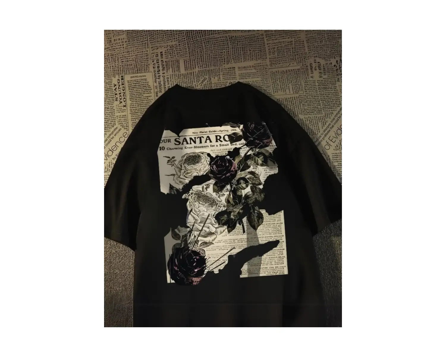 Streetwear Rose Baskılı Unisex Oversize Vintage