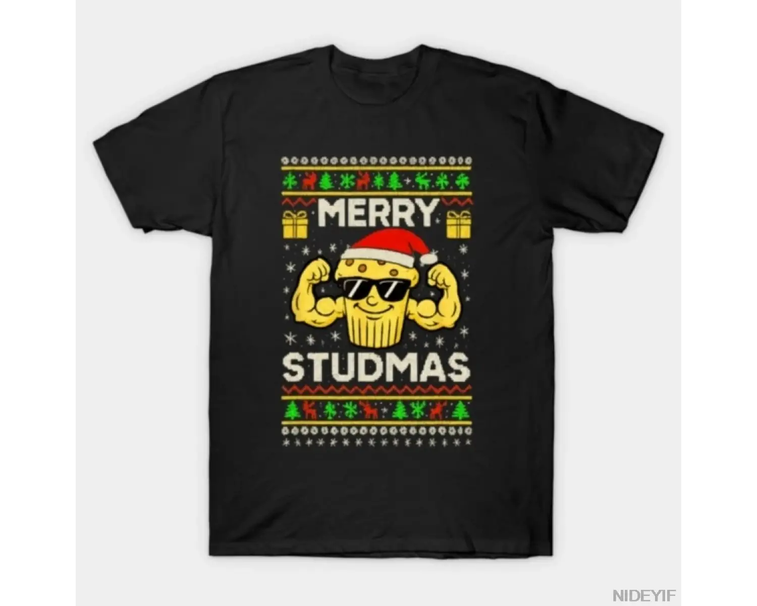 Stud Muffin Köpek Komik Tatil Grafik Noel T-shirt Erkekler Kadınlar Için % 100% Pamuk T Shirt