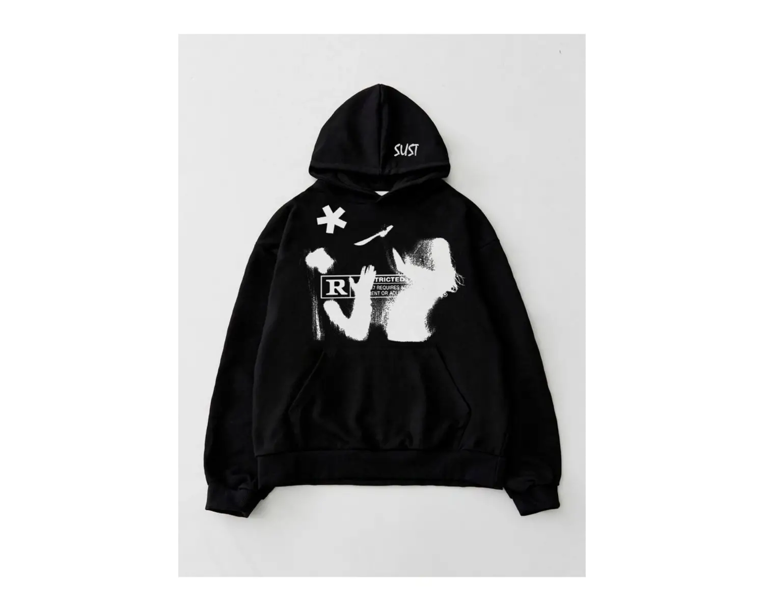 STUSSY BASKILI OVERSIZ SWEATSHIRT MODELLERİ Siyah