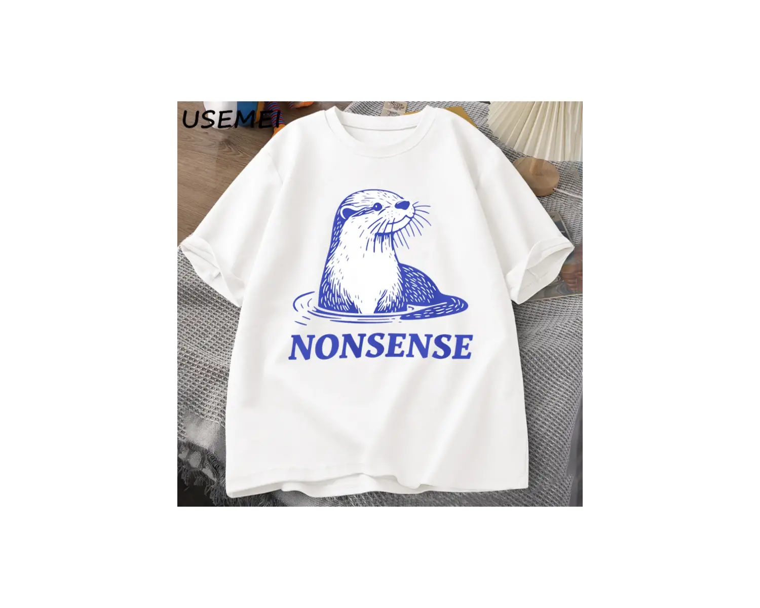 Su samuru Saçma Baskı TPamuk Tasarımcı Komik Deniz Samuru Meme Tee Vintage Y2K Hayvan 2944