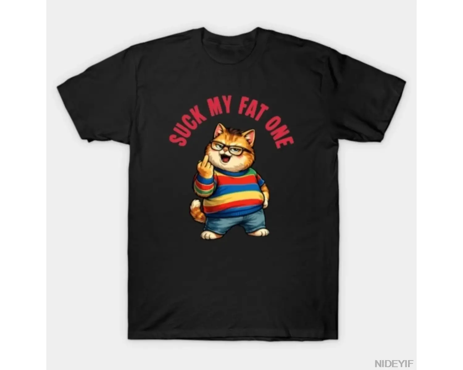 Suck My Fat One Cat Meme T-shirt Erkekler Kadınlar Için % 100% Pamuk T Shirt Kısa Kollu Üstle