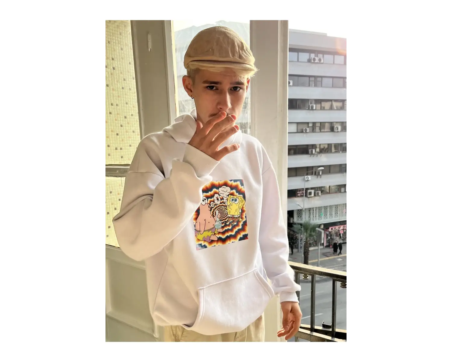 Sünger Bob Hoodie Beyaz