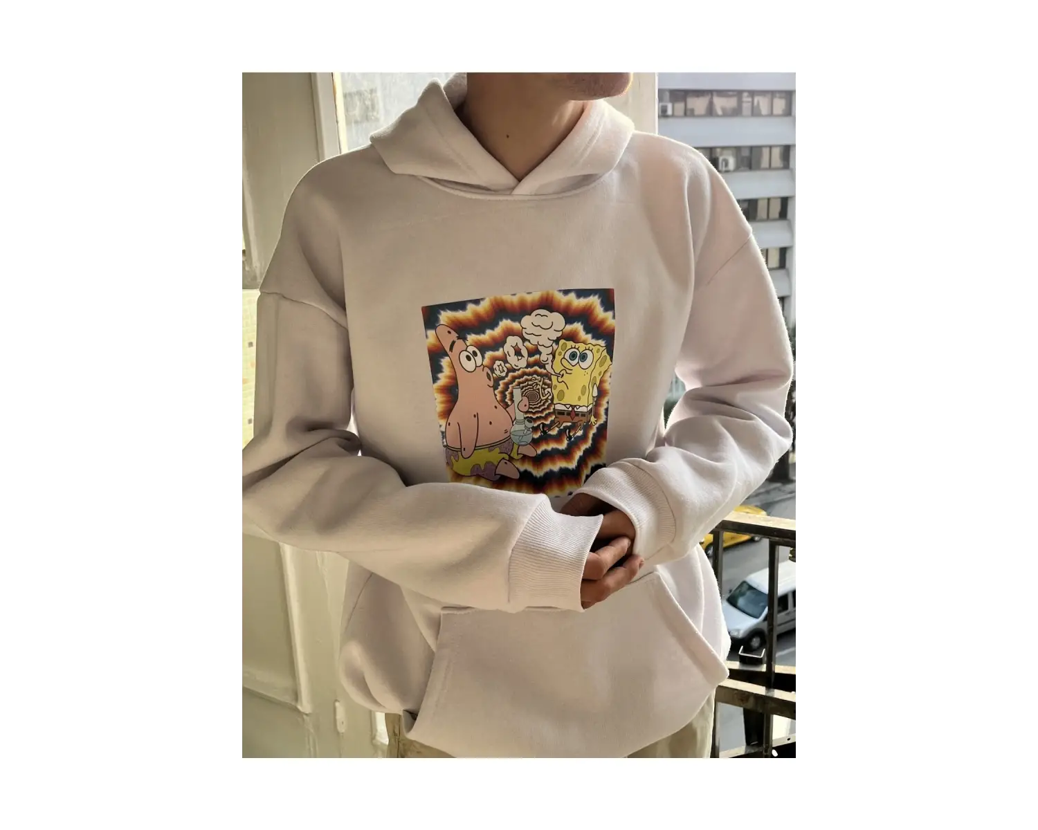 Sünger Bob Hoodie Beyaz