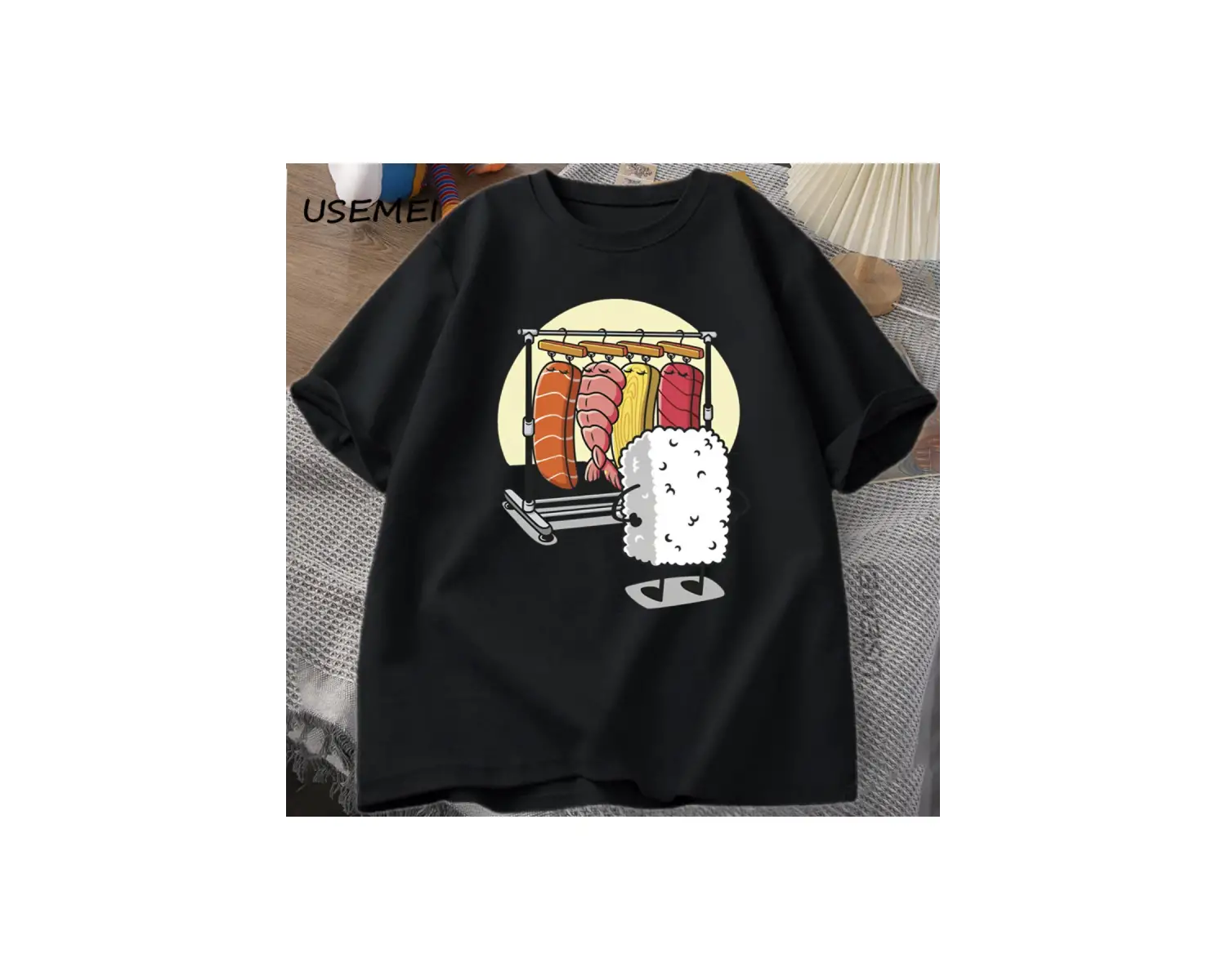 Suşi Dolap TKadın Erkek Komik Yüksek Kaliteli T-shirt Pamuk Grafik T Shirt Gevşek Kıs 2915