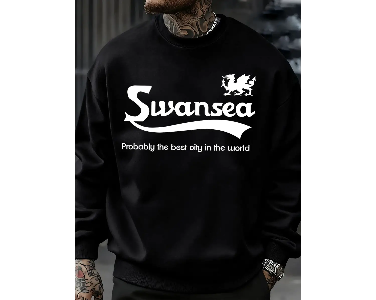 Swansea En İyi Şehir Mektup Tasarım Erkek Kazaklar Vintage Kazak Rahat Yumuşak Giyim Polar Hi