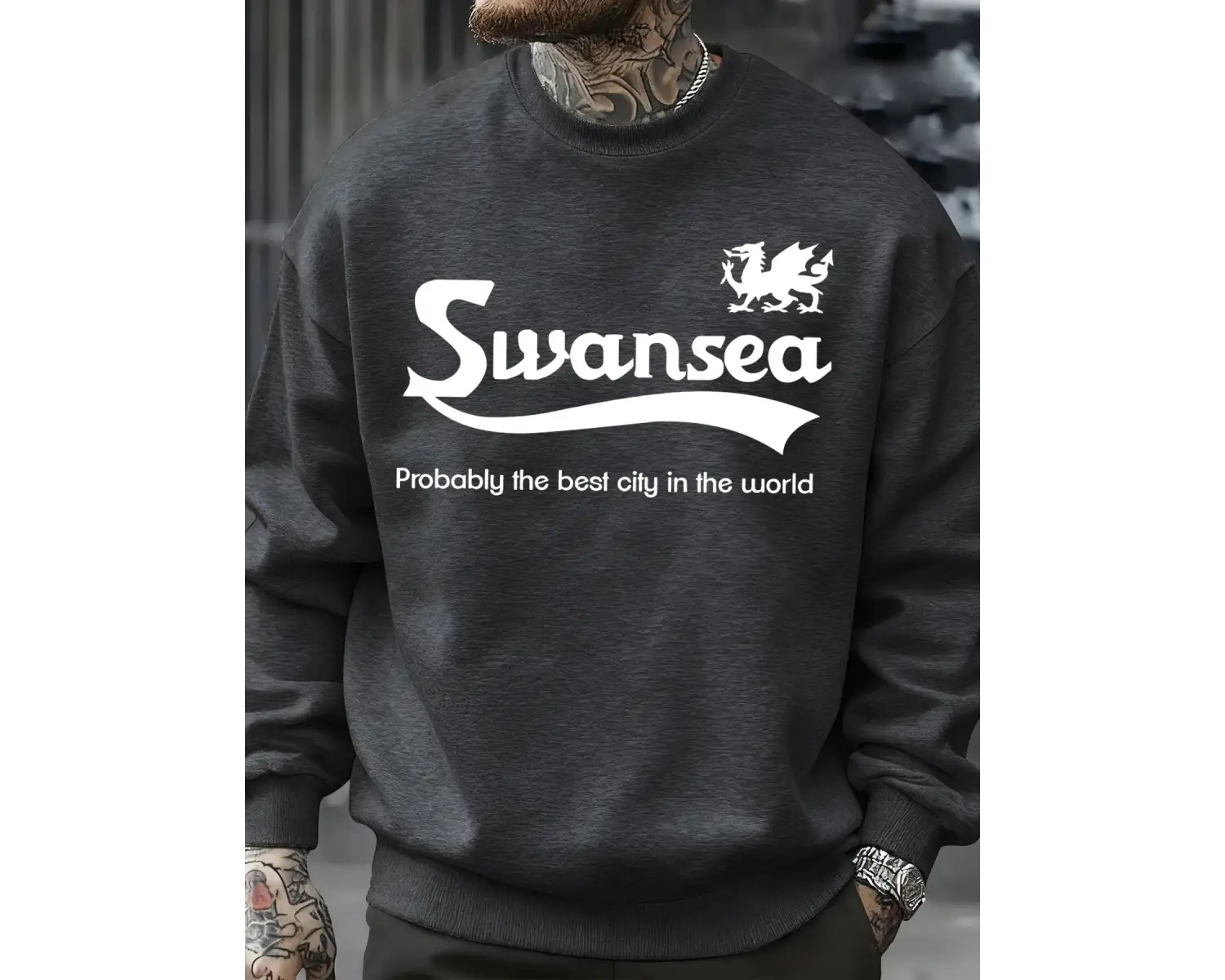 Swansea En İyi Şehir Mektup Tasarım Erkek Kazaklar Vintage Kazak Rahat Yumuşak Giyim Polar Hi