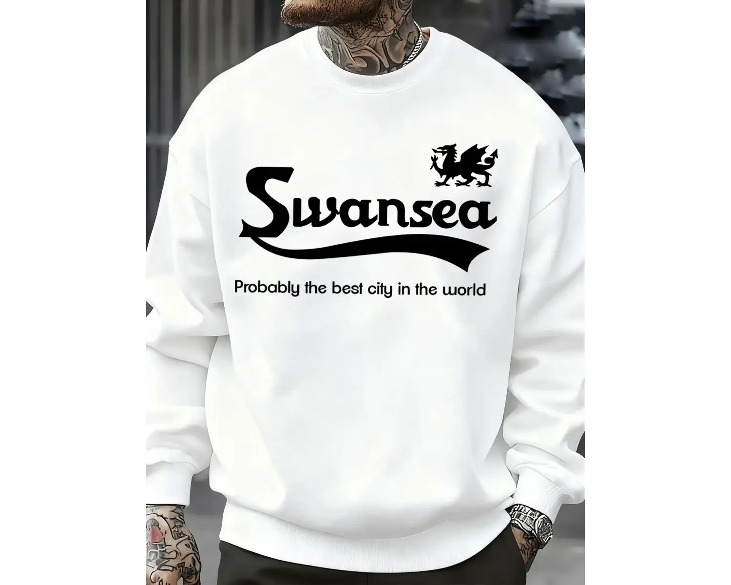 Swansea En İyi Şehir Mektup Tasarım Erkek Kazaklar Vintage Kazak Rahat Yumuşak Giyim Polar Hi