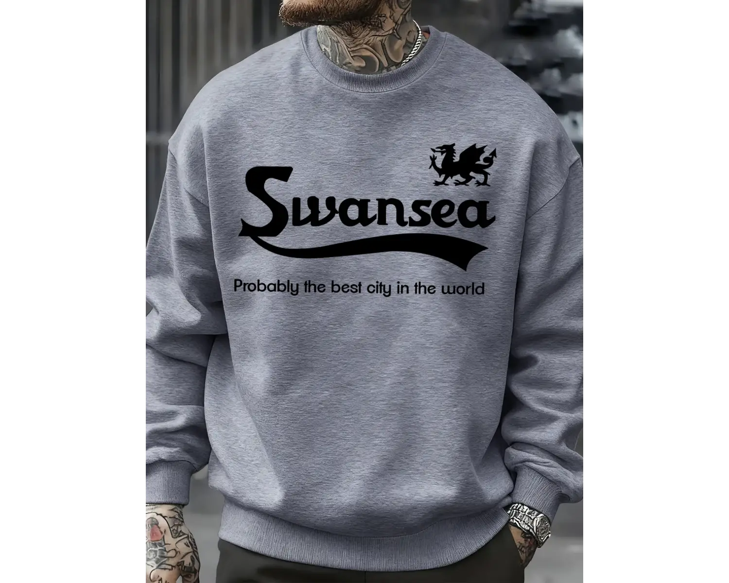 Swansea En İyi Şehir Mektup Tasarım Erkek Kazaklar Vintage Kazak Rahat Yumuşak Giyim Polar Hi