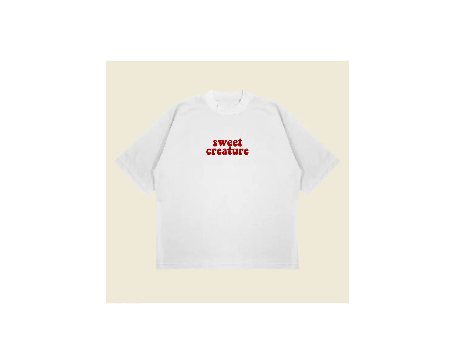 Sweet Creature Baskılı Oversize Unisex Pamuklu Nefes Alan Kalın Kumaşlı