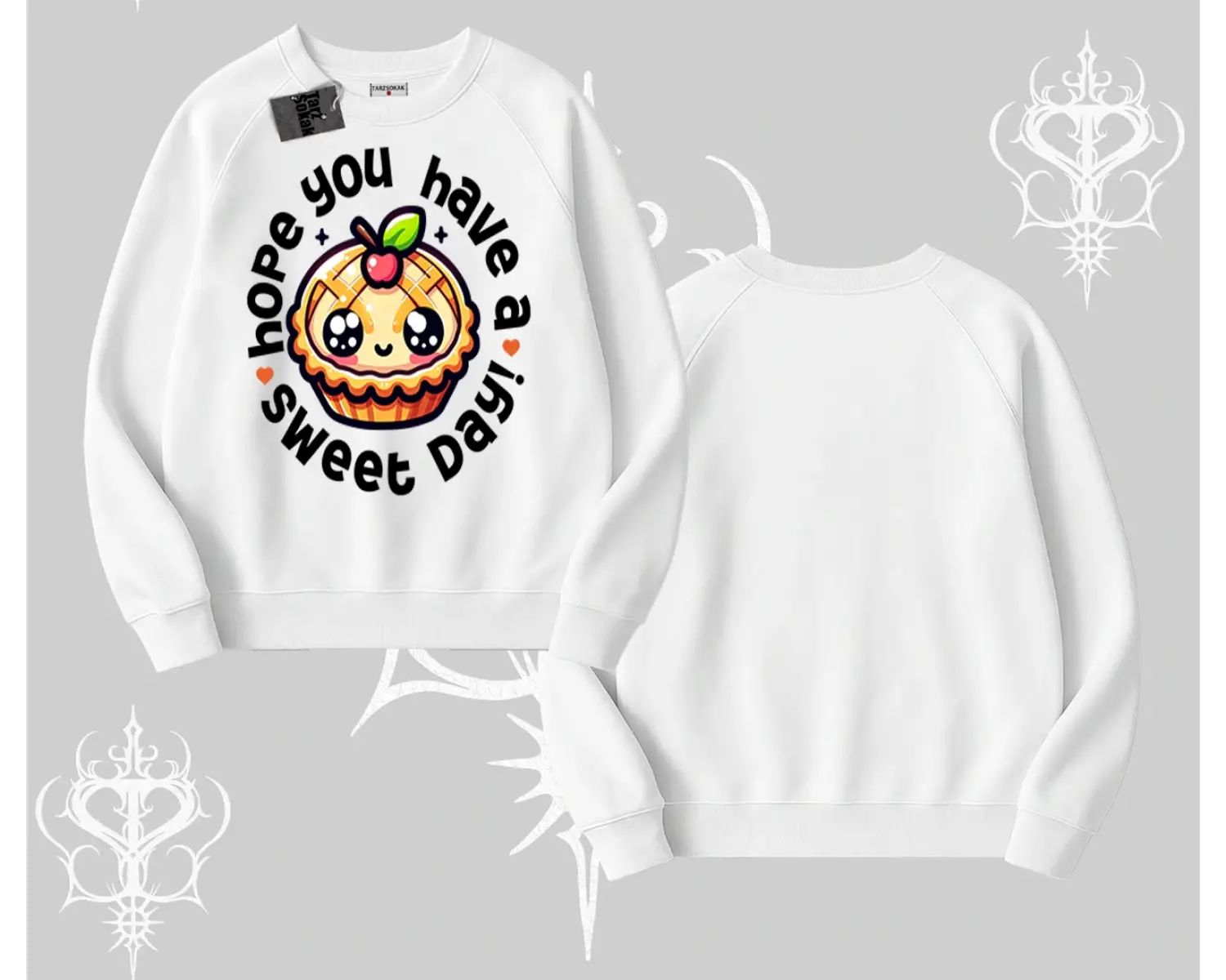 Sweet Day Cupcake Baskılı Biskilet Sweatshirt