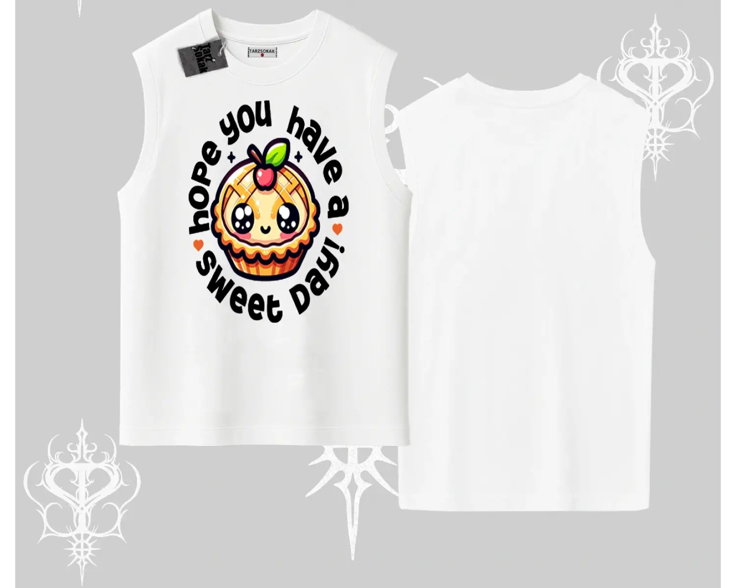 Sweet Day Cupcake Baskılı Kolsuz Tshirt