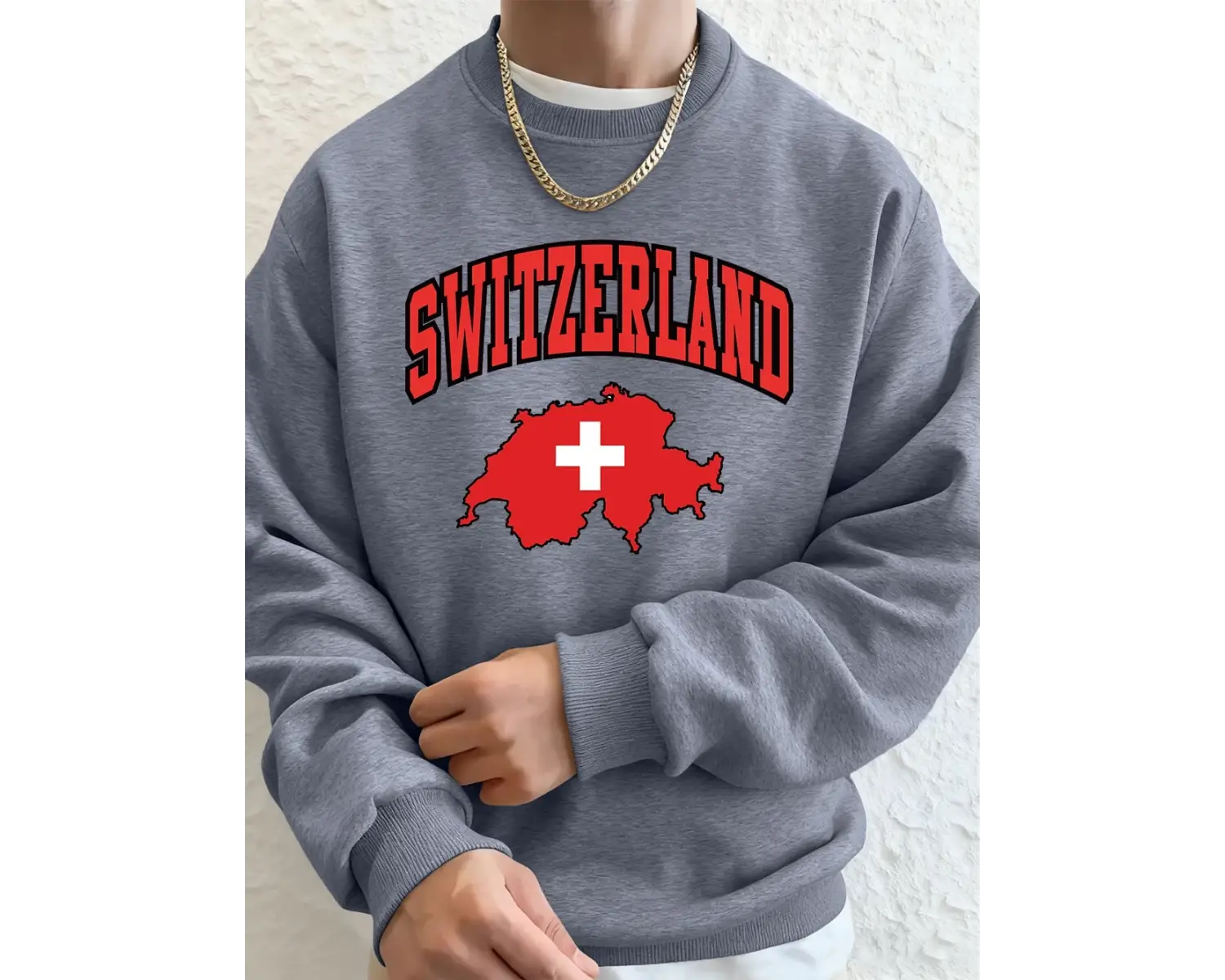 Switzerland Swiss Flag Printing Men Hoodies Autumn Fleece Warm Sweatshirts Casual Loose Crewn