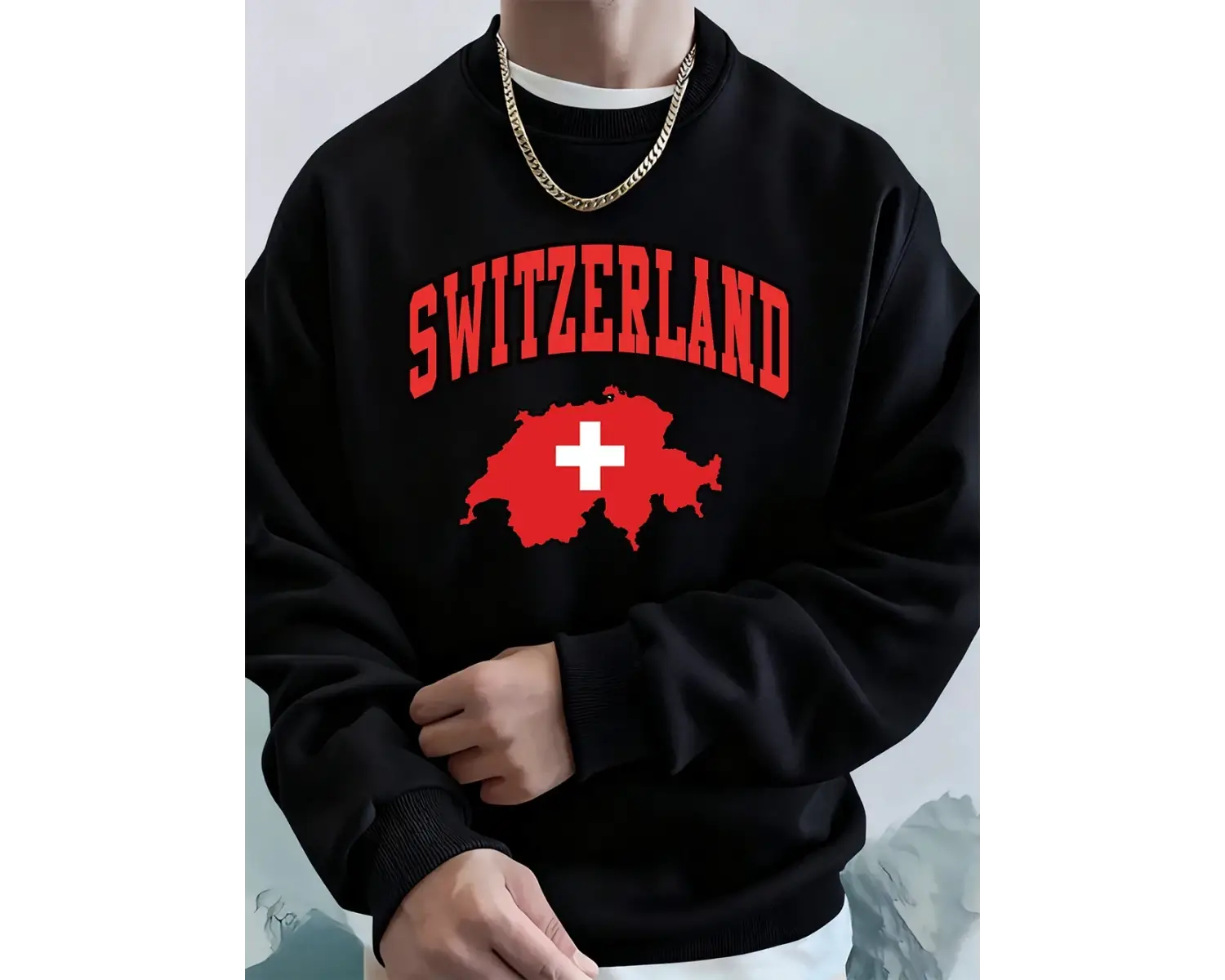 Switzerland Swiss Flag Printing Men Hoodies Autumn Fleece Warm Sweatshirts Casual Loose Crewn